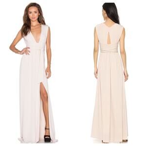 NEW Halston Heritage Wrap Tie Maxi Dress in Oyster Size M